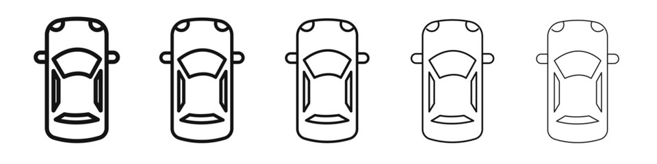 Top view car icon vector outline set illustration sign