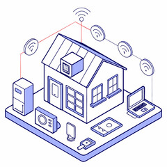 Fototapeta premium Smart Home Technology An Integrated System of Connected Devices for Enhanced Home Automation and Security