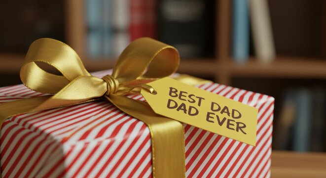 Fathers Day gift striped tag gold - Powered by Adobe