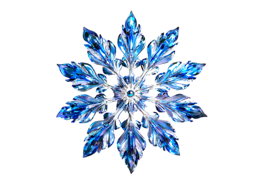  A single snowflake, depicted in an ultra-realistic style with a white background. The snowflake should have intricate details and textures that showcase its unique shape and pattern