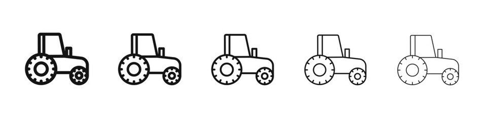 Tractor icon vector outline set illustration sign