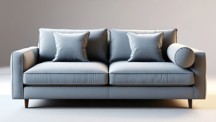 Modern leather sofa on white background for comfortable home interior design