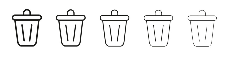 Trash icon vector outline set illustration sign