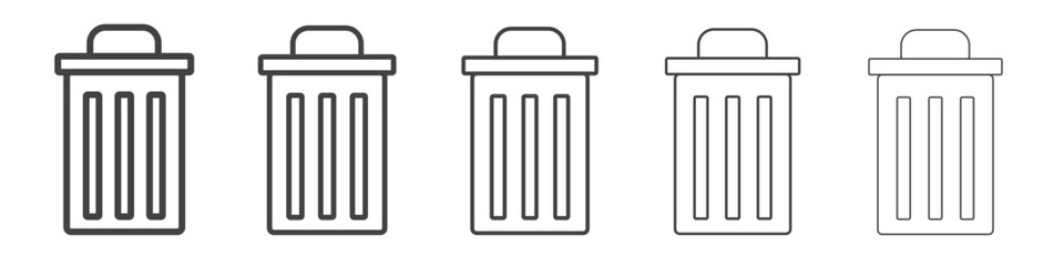 Trash icon vector outline set illustration sign