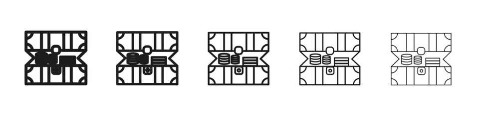 treasure chest icon vector outline set illustration sign