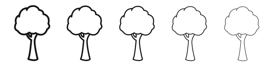 Tree icon vector outline set illustration sign