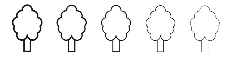 Tree icon vector outline set illustration sign