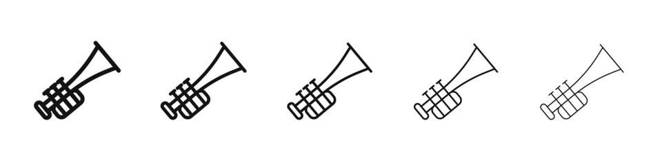 Trumpet icon vector outline set illustration sign
