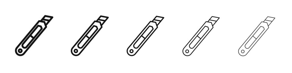 Utility knife icon vector outline set illustration sign