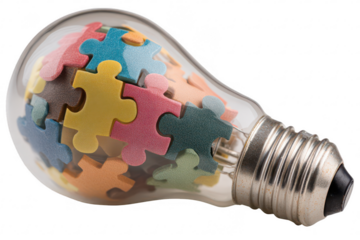 Puzzle Pieces in Lightbulb