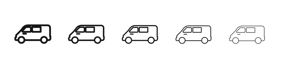 Van icon vector outline set illustration sign