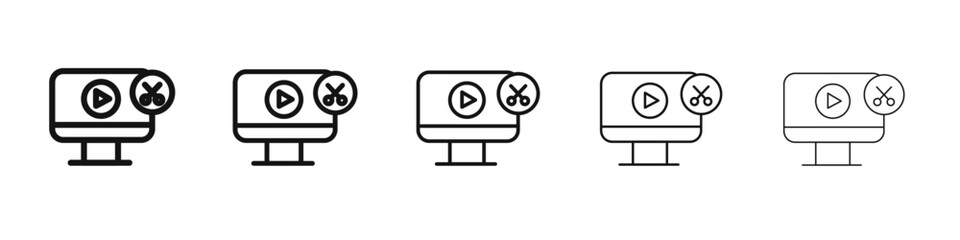 video Editor icon vector outline set illustration sign