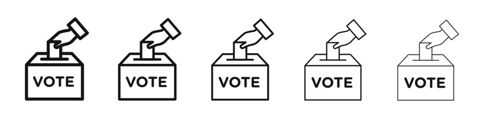 voting ballot box icon vector outline set illustration sign