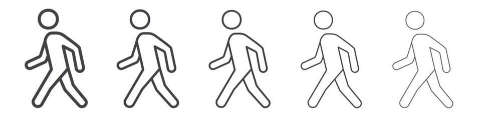 Walk icon vector outline set illustration sign