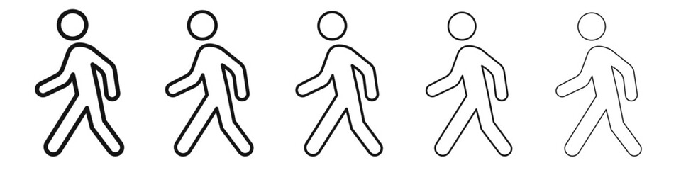 Walk icon vector outline set illustration sign
