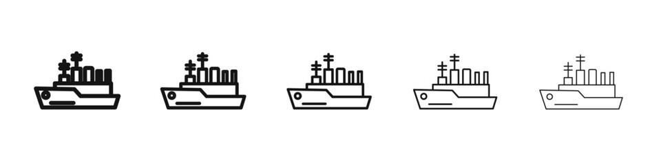 Warship icon vector outline set illustration sign