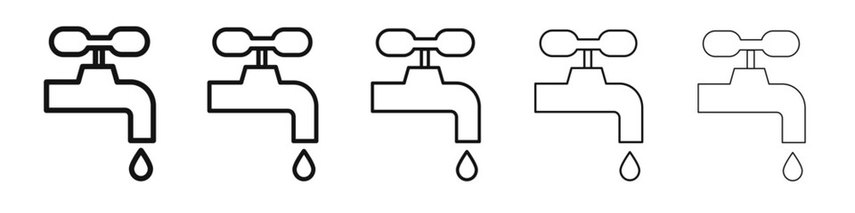 Water tap icon vector outline set illustration sign