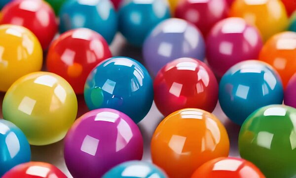 Multi Colored Sphere Marbles in Macro Shot with a Blurred Background Displaying Vivid Hues and Reflections Optimized