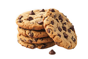 Delicious chocolate chip cookies stack png image, freshly baked cookies, sweet treat, dessert food photography, pastry, isolated on transparent background