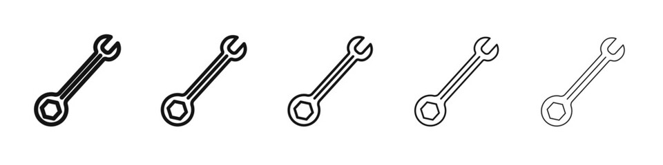 Wrench icon vector outline set illustration sign