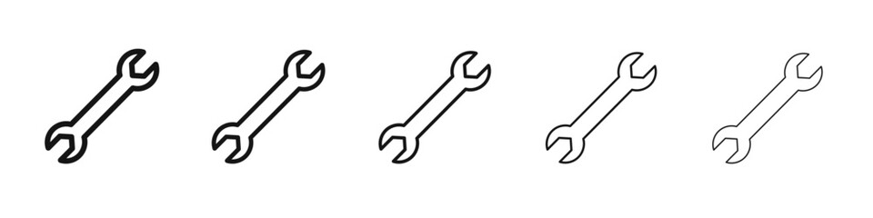 Wrench icon vector outline set illustration sign