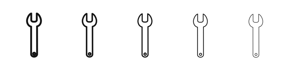 Wrench icon vector outline set illustration sign