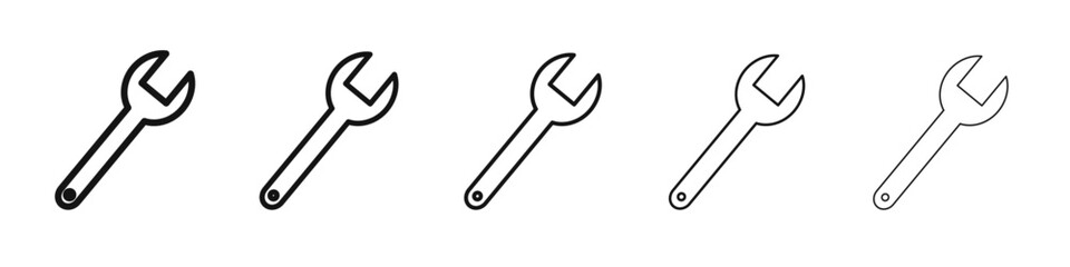 Wrench icon vector outline set illustration sign