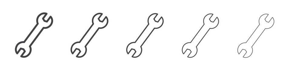 Wrench icon vector outline set illustration sign