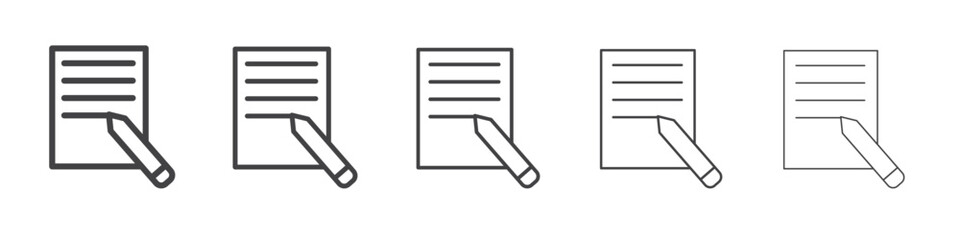 Writing icon vector outline set illustration sign