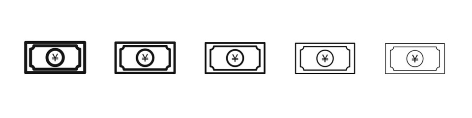 Fototapeta premium Yen icon vector outline set illustration sign