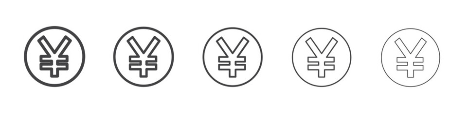Yen Icon vector outline set illustration sign