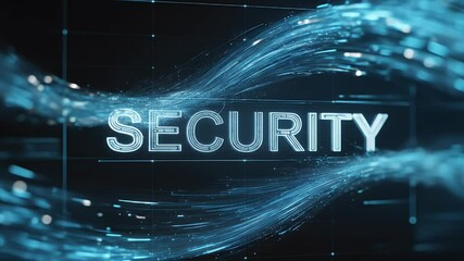 Digital illustration of security concept with abstract blue lines and particles