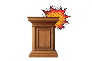 Wooden podium, comic book style