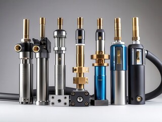 Industrial equipment showcase advanced connectors and fittings studio lighting high-quality photography