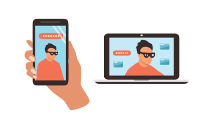 vector illustration in flat style on the theme of online fraud