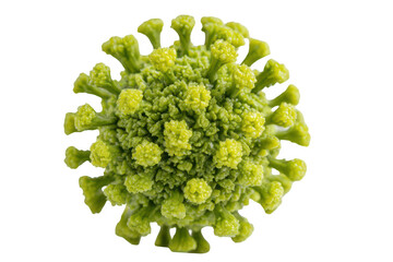 Close-up of a virus, vibrant lime green spikes