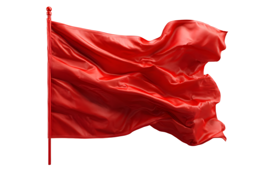 Red flag softly billowing, signaling location, marking goals, representing achievement against transparent backdrop