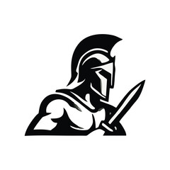 Warrior gladiator logo vector for spartan helmet mascot, roman battle character design, ancient soldier illustration for esport or branding identity