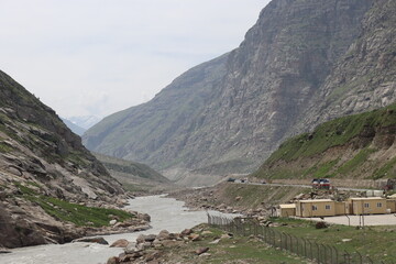 Mountains and waterfall