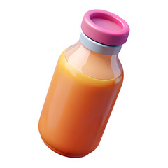 Orange juice bottle 3d render isolated on black
