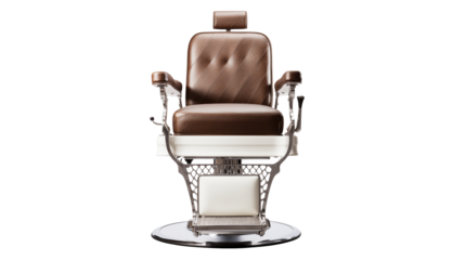Elegant Brown Leather Barber Chair with Chrome Accents for Stylish Barbershops