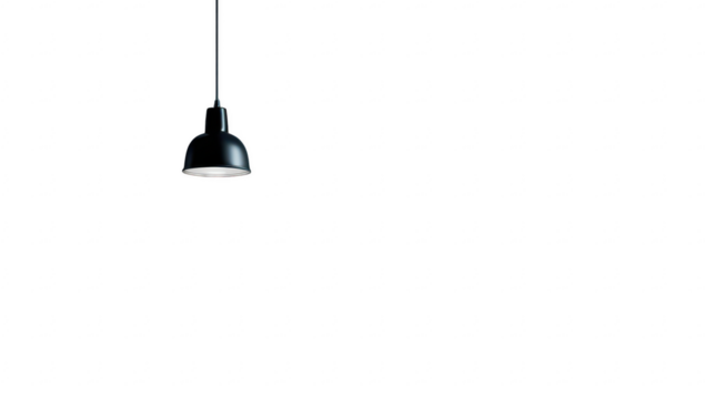 Black pendant lamp in dark space