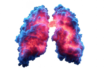 Lungs depicted as vibrant, swirling smoke clouds
