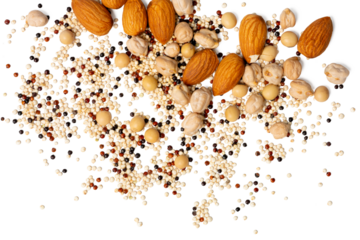 The Mixed of almond chickpea soybean quinoa isolate on white