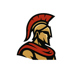Gladiator spartan mascot logo for warrior vector design, roman soldier character, battle helmet emblem illustration for esport branding identity