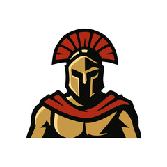 Warrior spartan vector logo for roman gladiator character design, helmet illustration, ancient soldier emblem, battle mascot art for esport branding