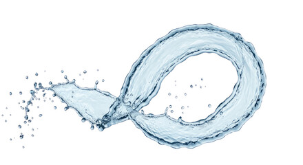 Flowing Water Splash Isolated on White.