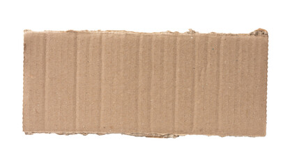 The Brown cardboard is torn into long squares.