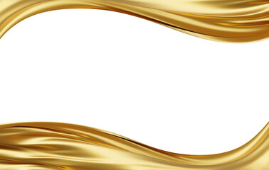 Luxury gold fabric banner on white background with copy space 3d render