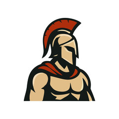 Ancient gladiator warrior vector for spartan mascot logo, helmet armor illustration, roman battle soldier design for esport, print or branding identity